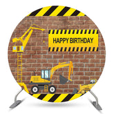 Camion Brique Joyeux Anniversaire Toile de Fond Ronde Pour garçon